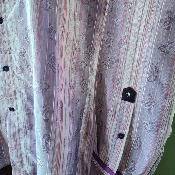 Franco Negretti Paisley Striped Button Down Dress Shirt - Picture 3 of 11